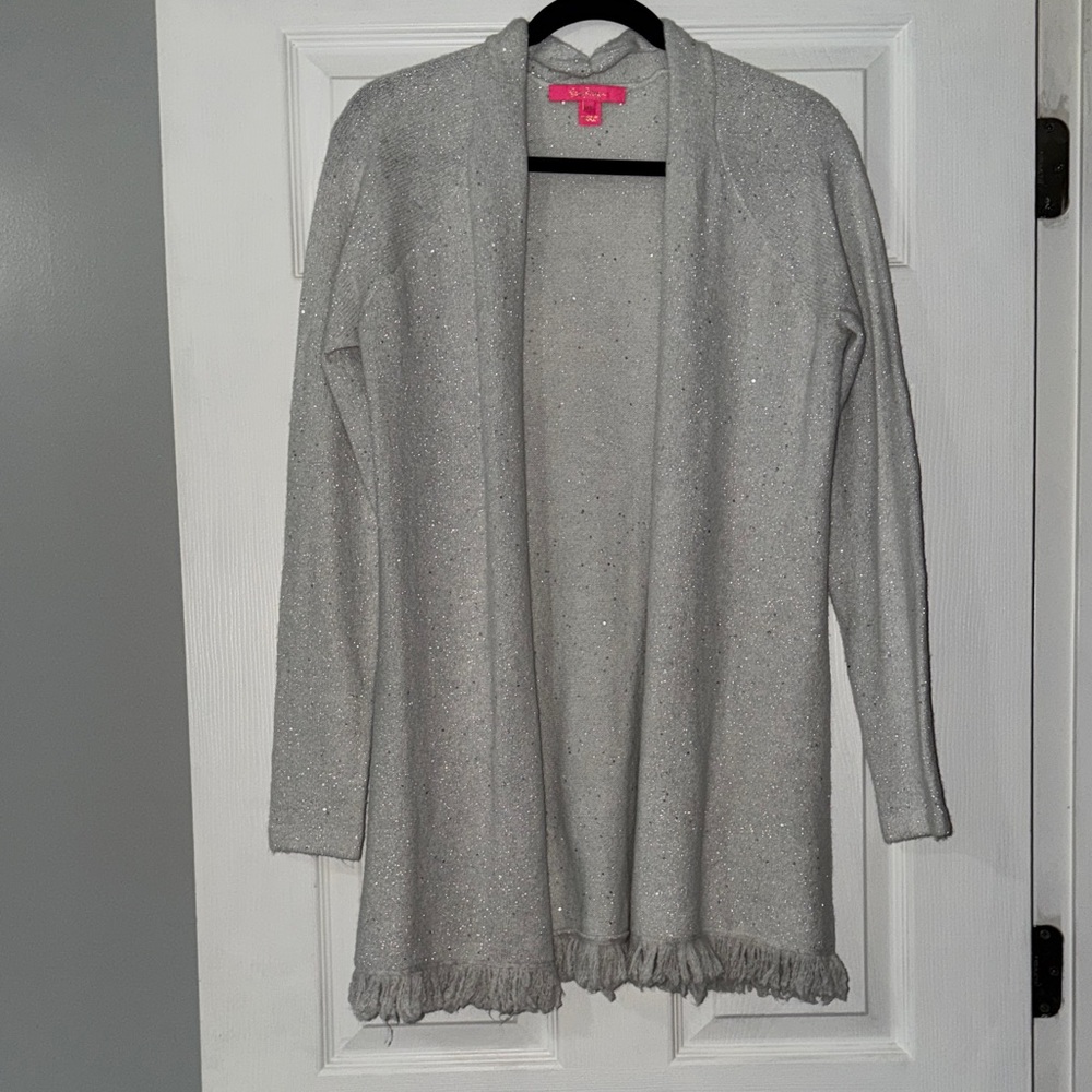 Lily Pulitzer Silver Open-Front Sweater